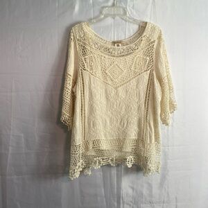Crochet Lace Boho Top in Cream